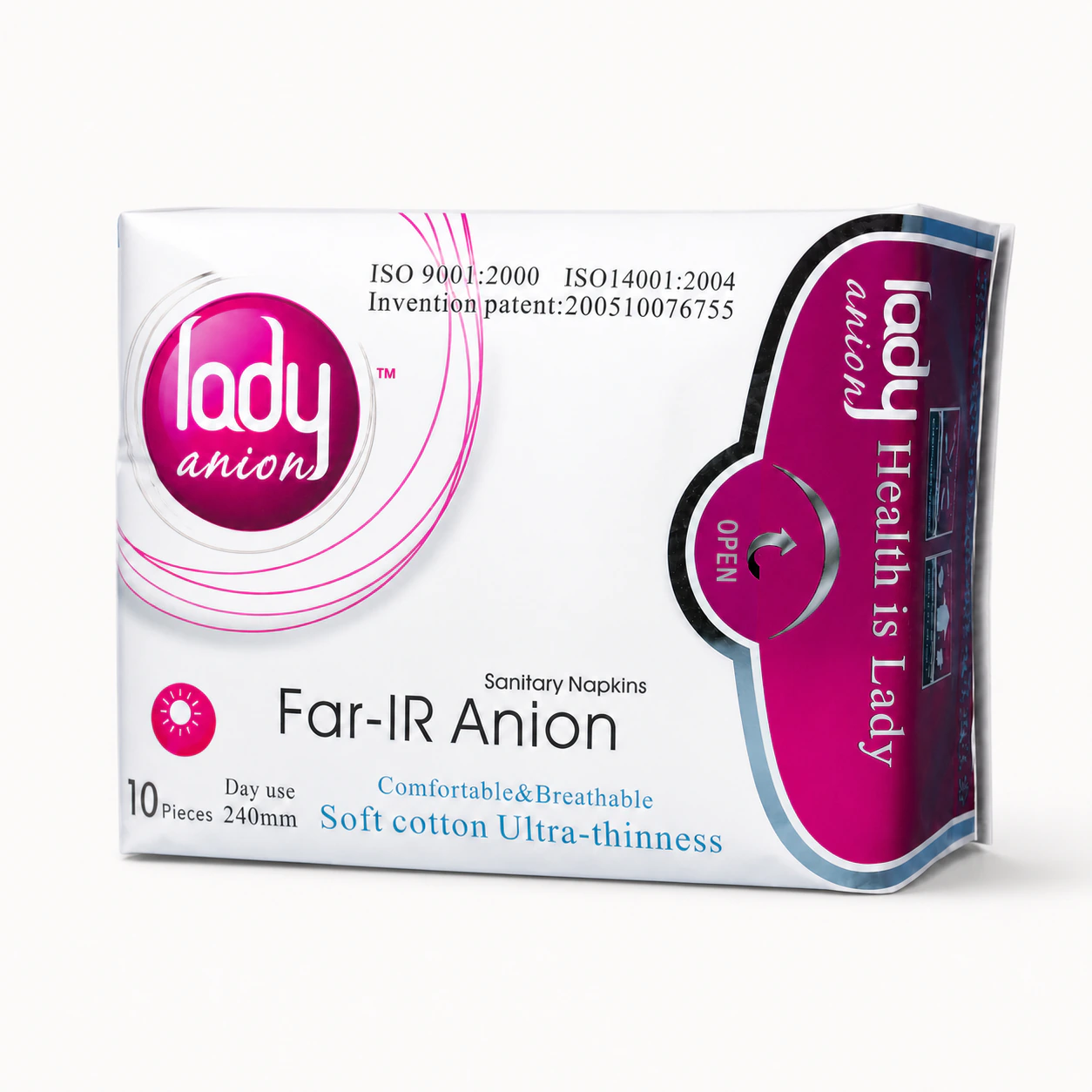 Lady Anion 100% Organic Cotton Far-IR daily sanitary pads pack